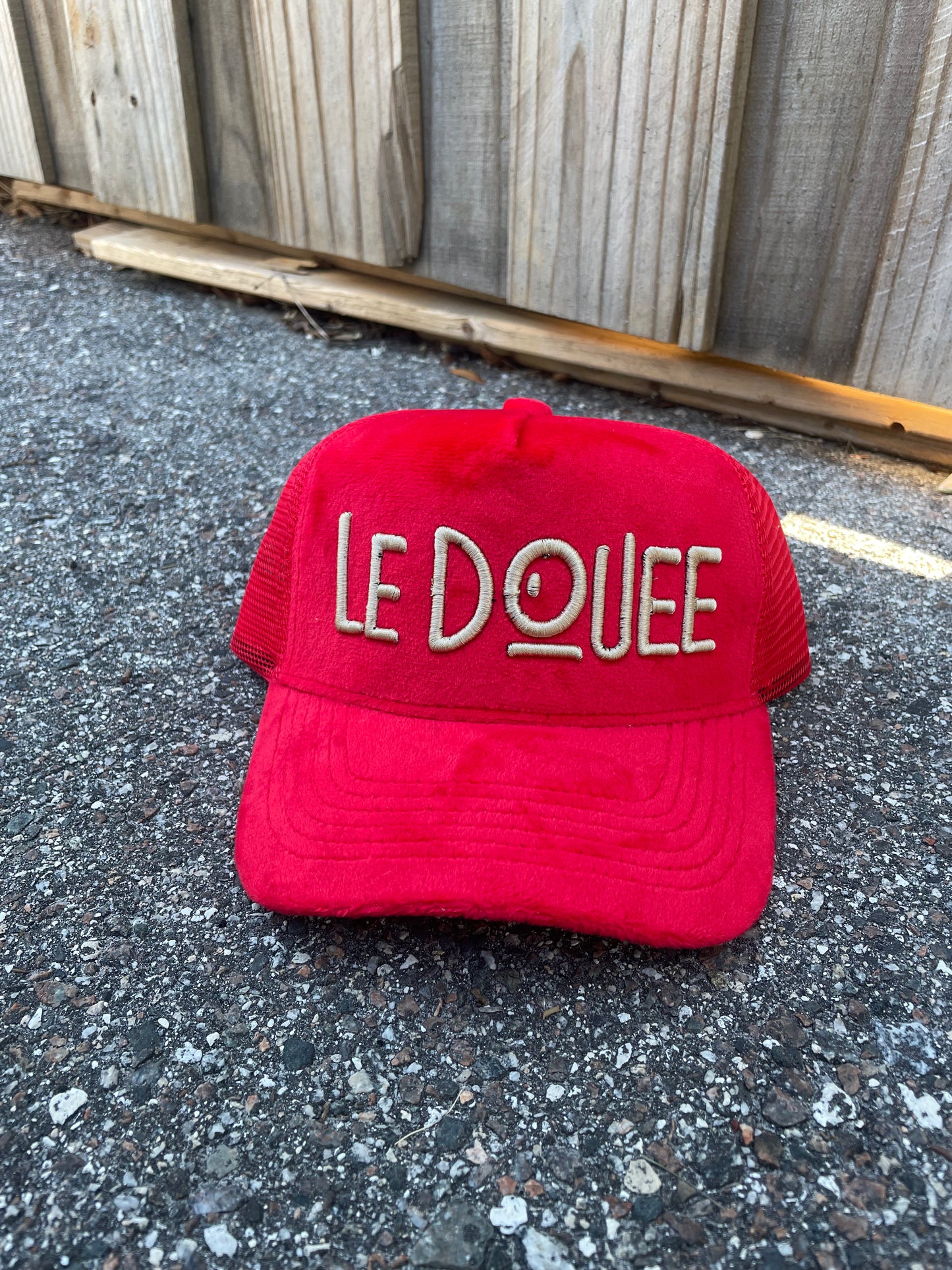 LeDouee Red Velvet/Suede Trucker